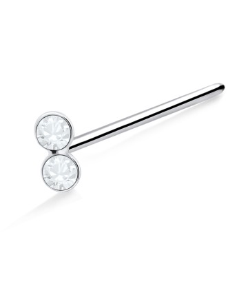 Dual Stone Silver Straight Nose Stud NSKA-630